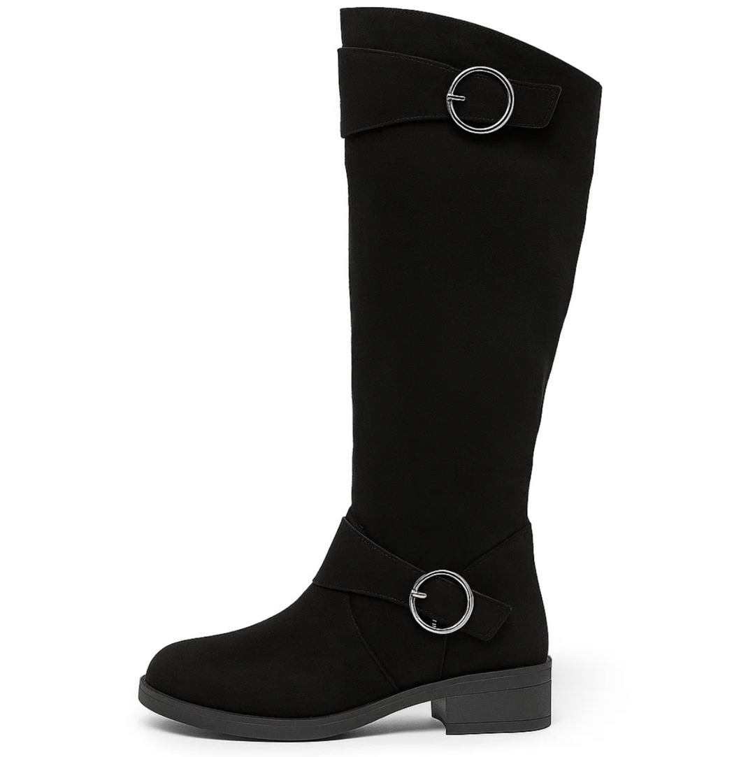 Suede Buckle Boots