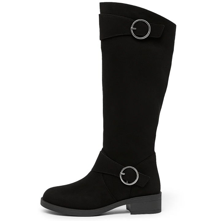 Suede Buckle Boots